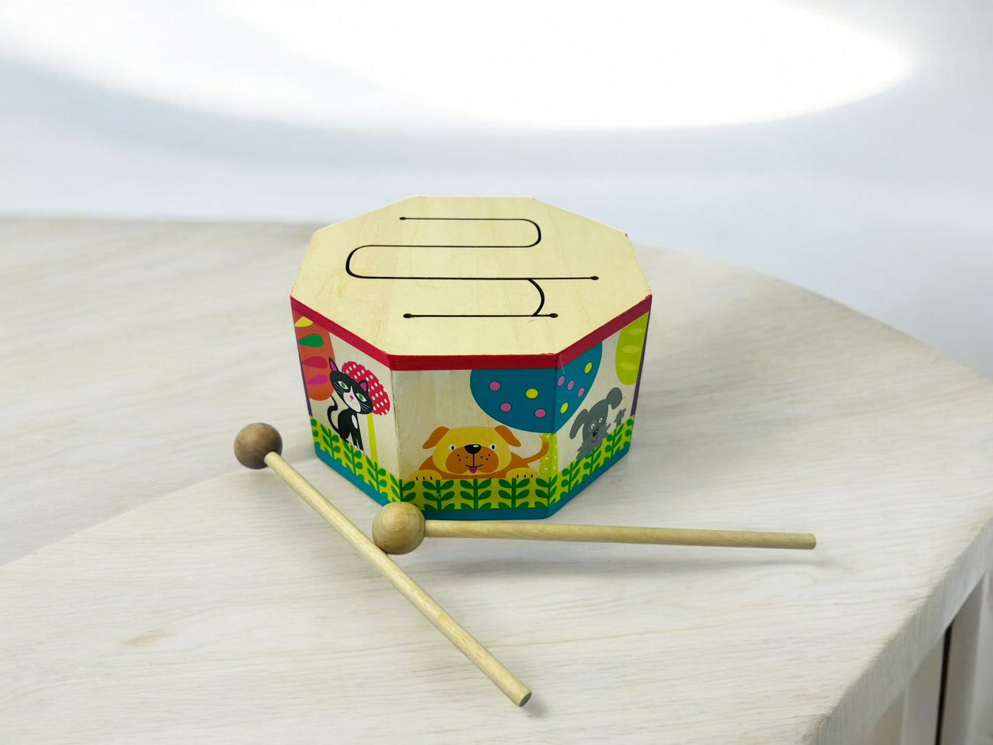 Three Tone Wooden Musical Drum Set