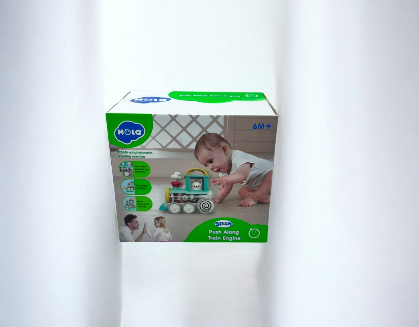 Push Along Train Engine, Montessori Style, Educational Interactive Push Pull Toy