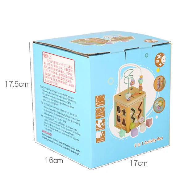 Wooden 5-in-1 Activity Cube Box Toy