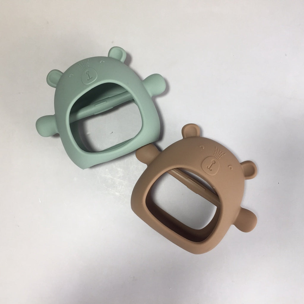 Silicone Bear Design Never Drop Hand Teether,