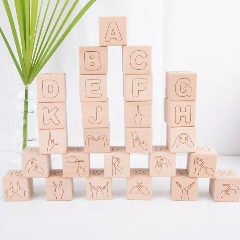 Premium Wooden Alphabet Building Blocks