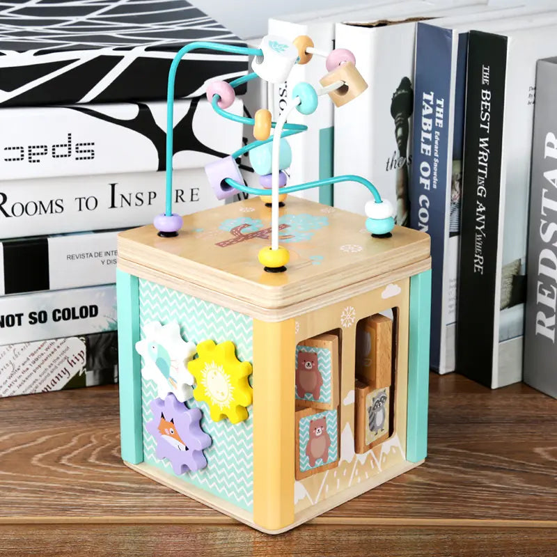 Wooden 5-in-1 Activity Cube Box Toy