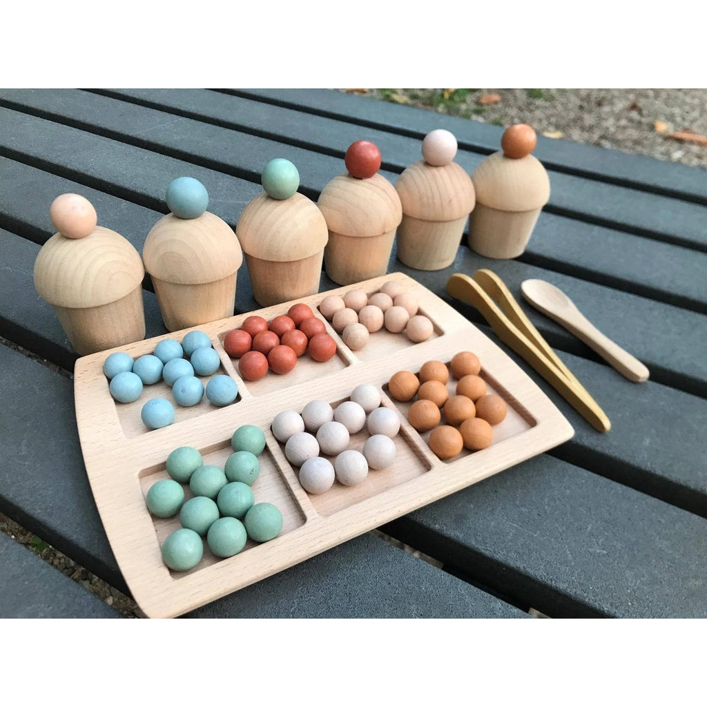 Wooden Cupcake Sorting and Counting Beads