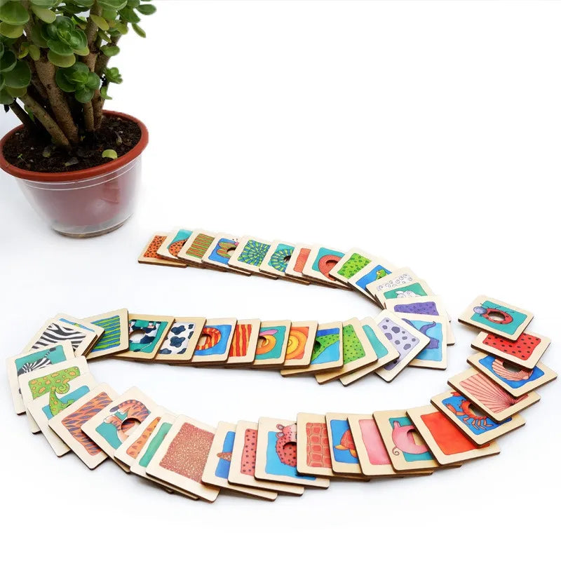 Wooden Animal Pattern Matching Cards