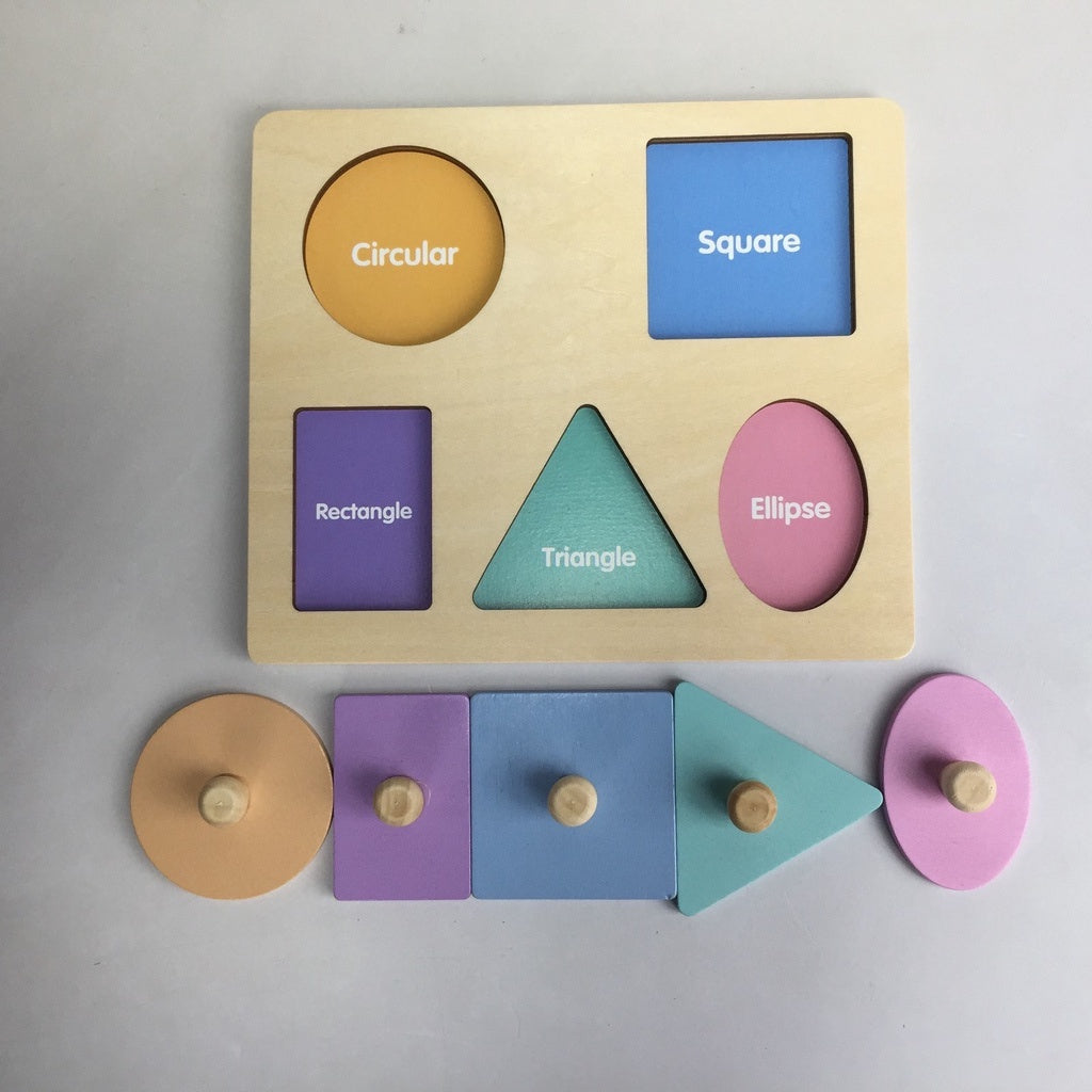 Wooden Knob Geometric Shape Magnetic Puzzle Board