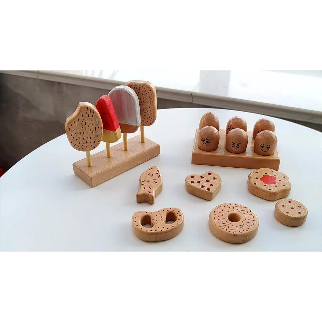 Wooden Popsicle & Cookie Play Set Pretend Play
