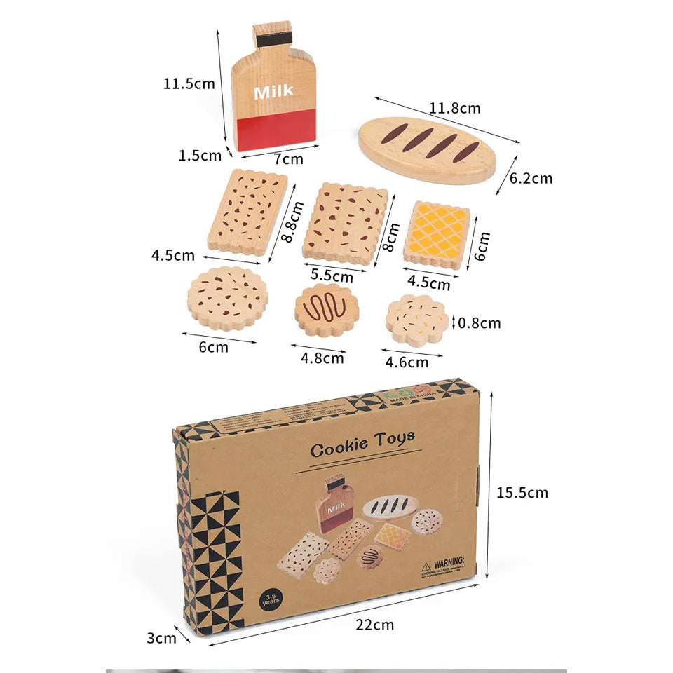 Wooden Milk and Cookie Play Set, Montessori Educational Toy Pretend Play Toddler,