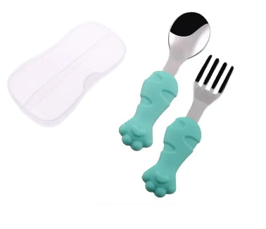 Cutesy Toddler Training Stainless Spoon and Fork with Storage Case