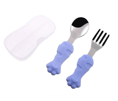 Cutesy Toddler Training Stainless Spoon and Fork with Storage Case