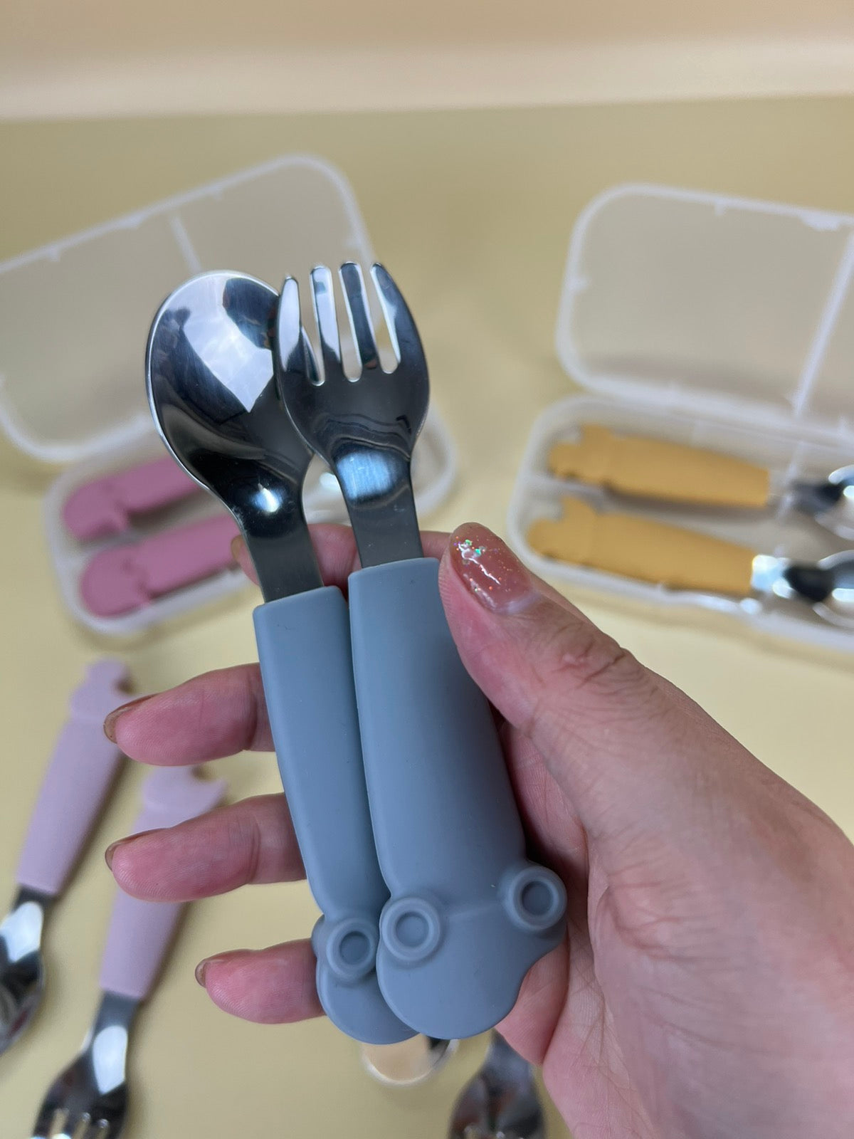 Nibby Stainless Steel Toddler Spoon and Fork with Storage Case