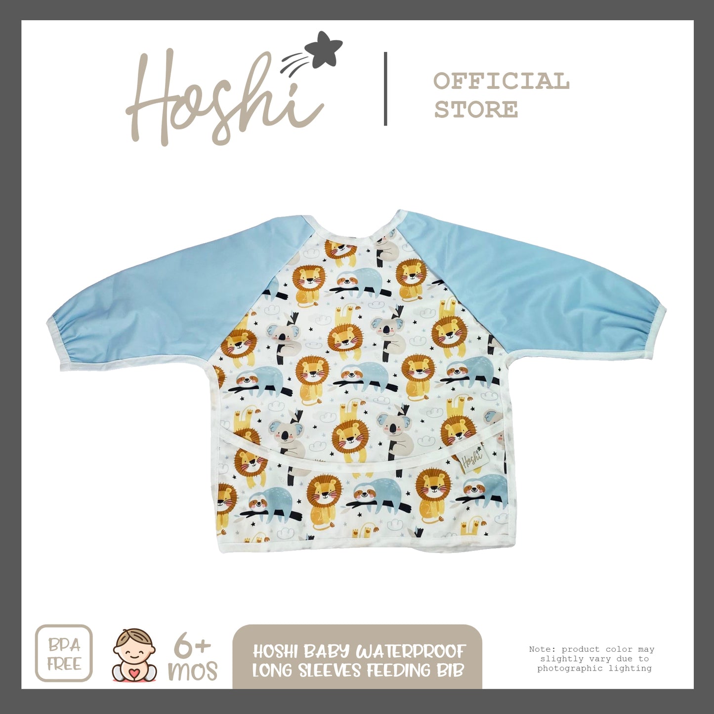 Waterproof Lightweight Long Sleeves Apron Feeding Bib with Crumb Catcher