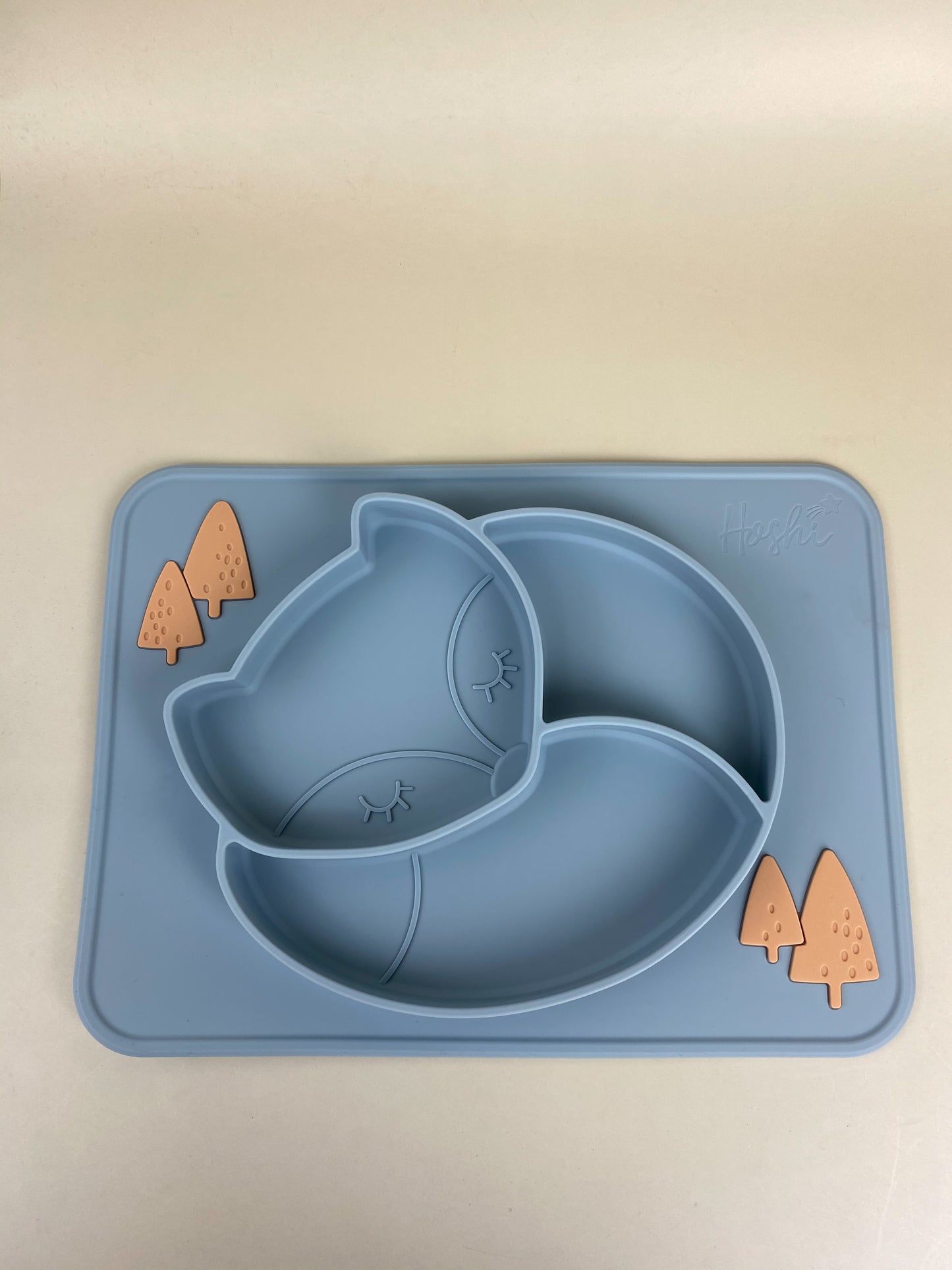 Silicone Feeding Placemat Fox Design with Spoon & Fork