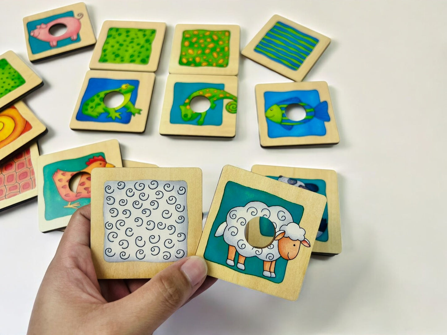 Wooden Animal Pattern Matching Cards