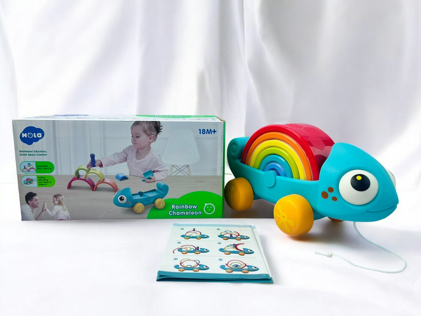 Rainbow Chameleon, Montessori Style, Educational Interactive Toy