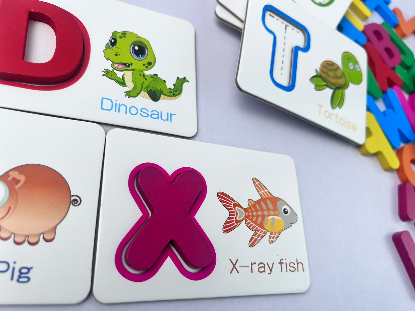 Wooden ABC Alphabet and Learning Flash Card Puzzle Set