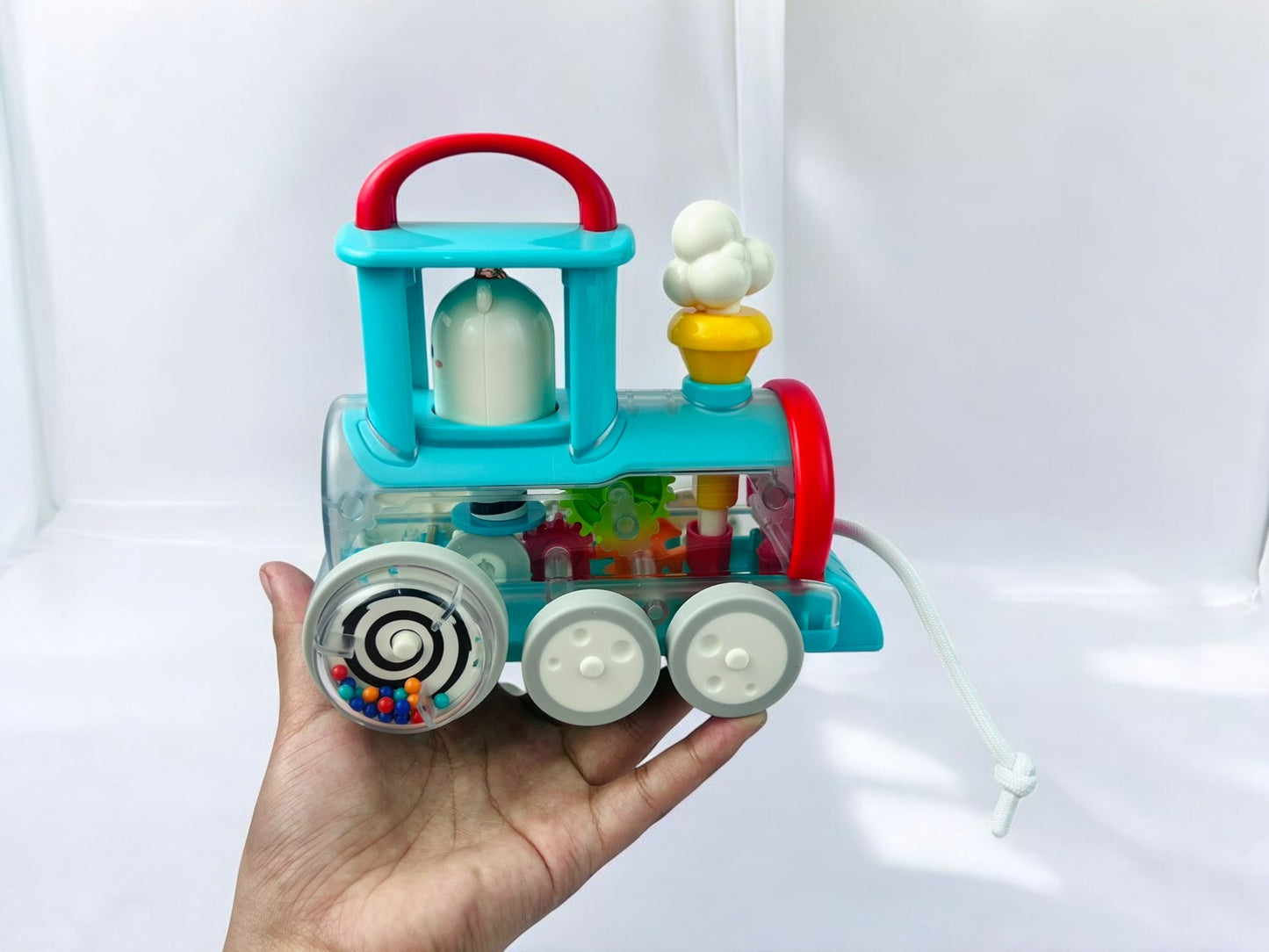 Push Along Train Engine,  Montessori Style, Educational Interactive Push Pull Toy