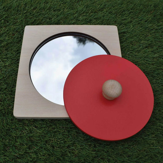 Wooden Montessori Mirror Peekaboo Knob Puzzle, Tummy Time Educational Toy