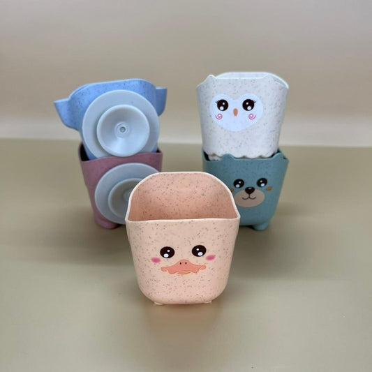 Wheat Straw Animal Bath Water Cups with Suction Bath Toy Set