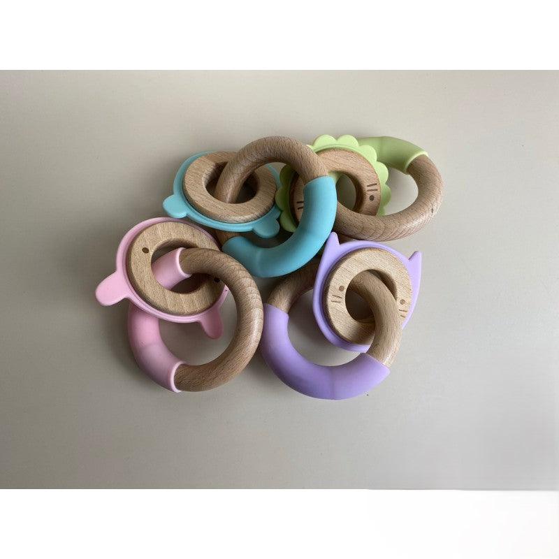 Chew Ring Teether Premium Silicone and Wooden Teething Toy