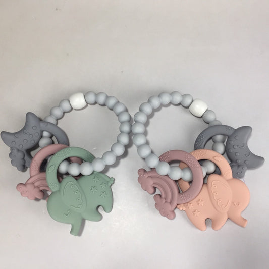 Silicone Dreamy Elephant Keyring Teether