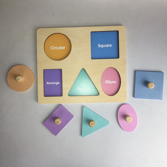 Wooden Knob Geometric Shape Magnetic Puzzle Board