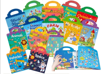 Reusable Sticker Book, Quite Busy Book for Toddlers when Travelling, Learning, 36Mos+