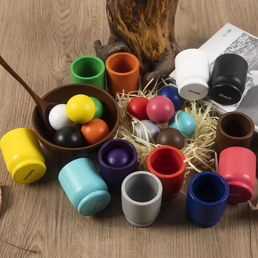 Wooden Color Sorting Balls in Cups