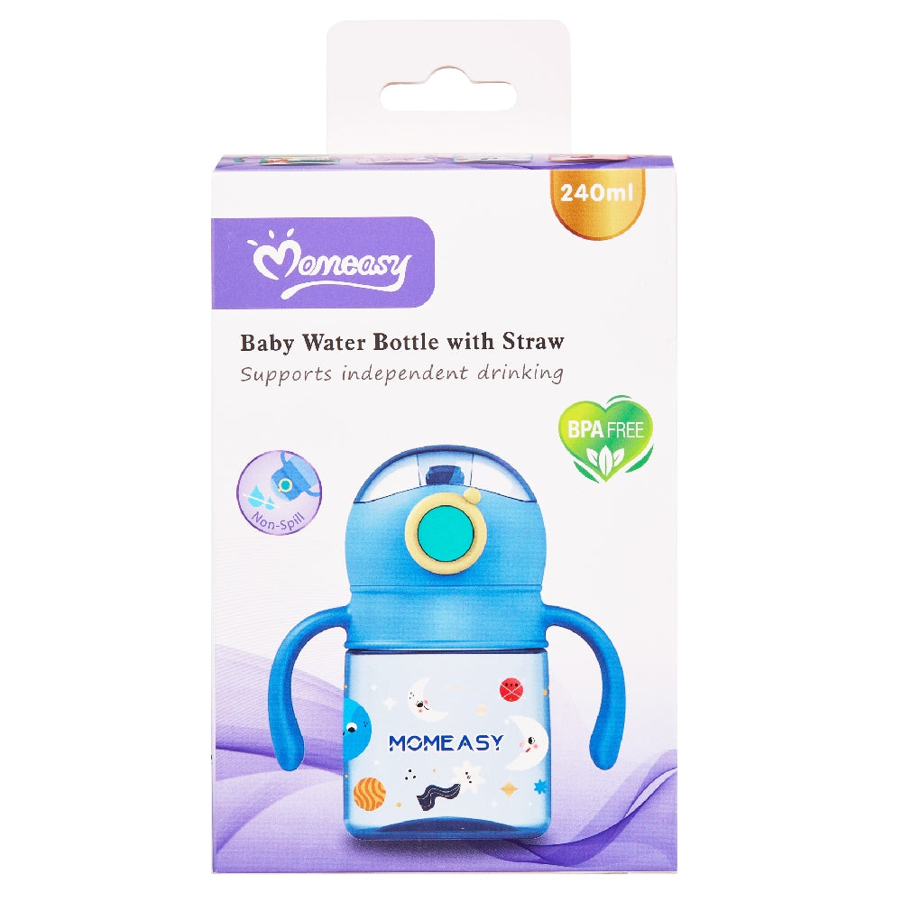 Momeasy 240ml Spill Proof Water Bottle with Straw and Handle