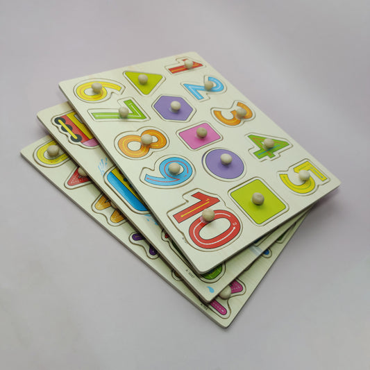 Wooden Alphabet Number Peg Puzzle Board,