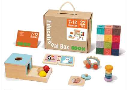 Tookyland 22pcs Montessori Educational Toy Box Play Kit Set for Infant 7-12 months