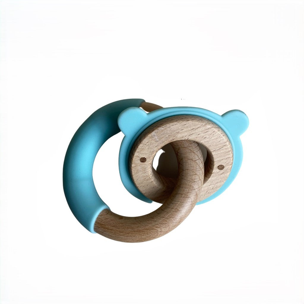 Chew Ring Teether Premium Silicone and Wooden Teething Toy