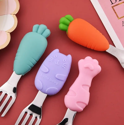 Cutesy Toddler Training Stainless Spoon and Fork with Storage Case
