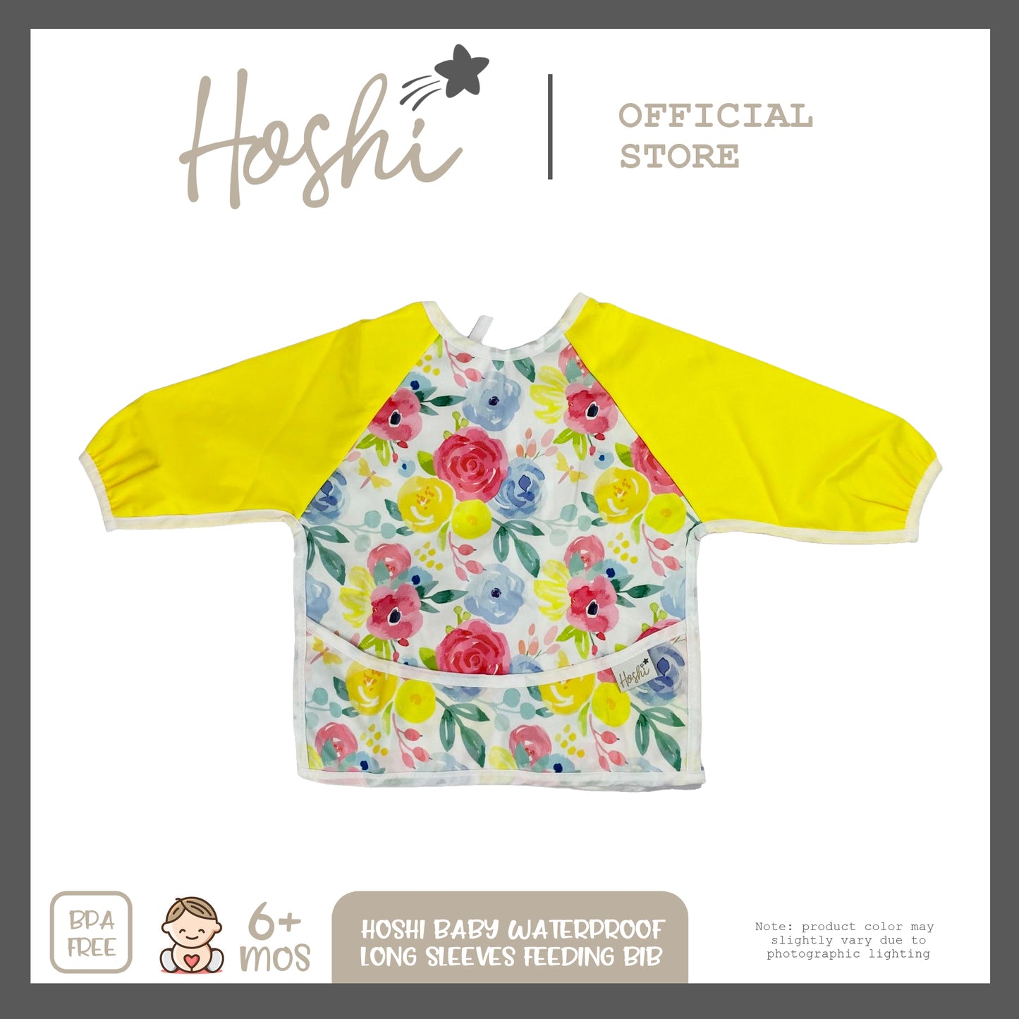 Waterproof Lightweight Long Sleeves Apron Feeding Bib with Crumb Catcher