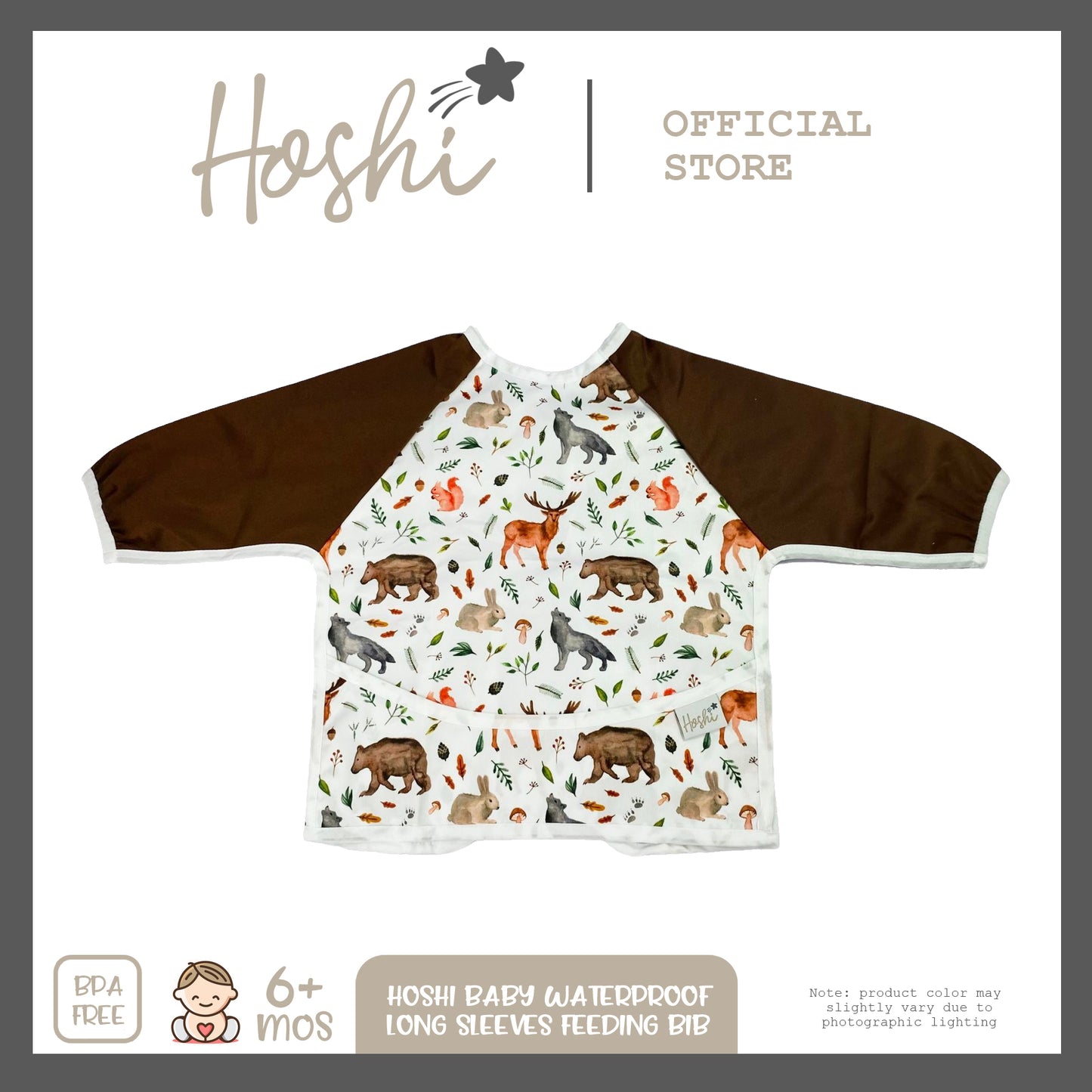 Waterproof Lightweight Long Sleeves Apron Feeding Bib with Crumb Catcher