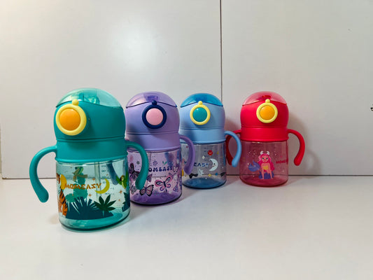 Momeasy 240ml Spill Proof Water Bottle with Straw and Handle