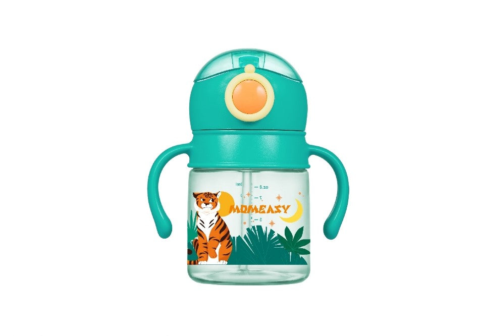 Momeasy 240ml Spill Proof Water Bottle with Straw and Handle