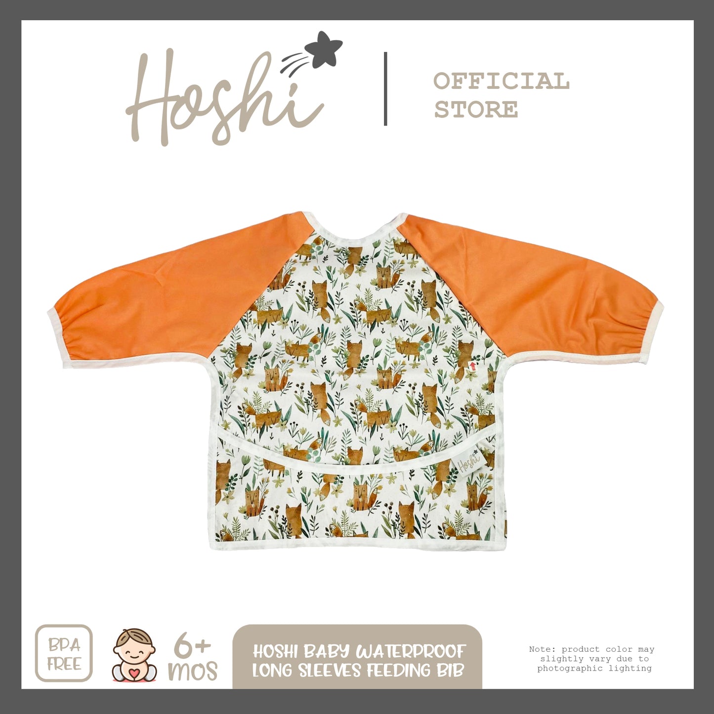 Waterproof Lightweight Long Sleeves Apron Feeding Bib with Crumb Catcher