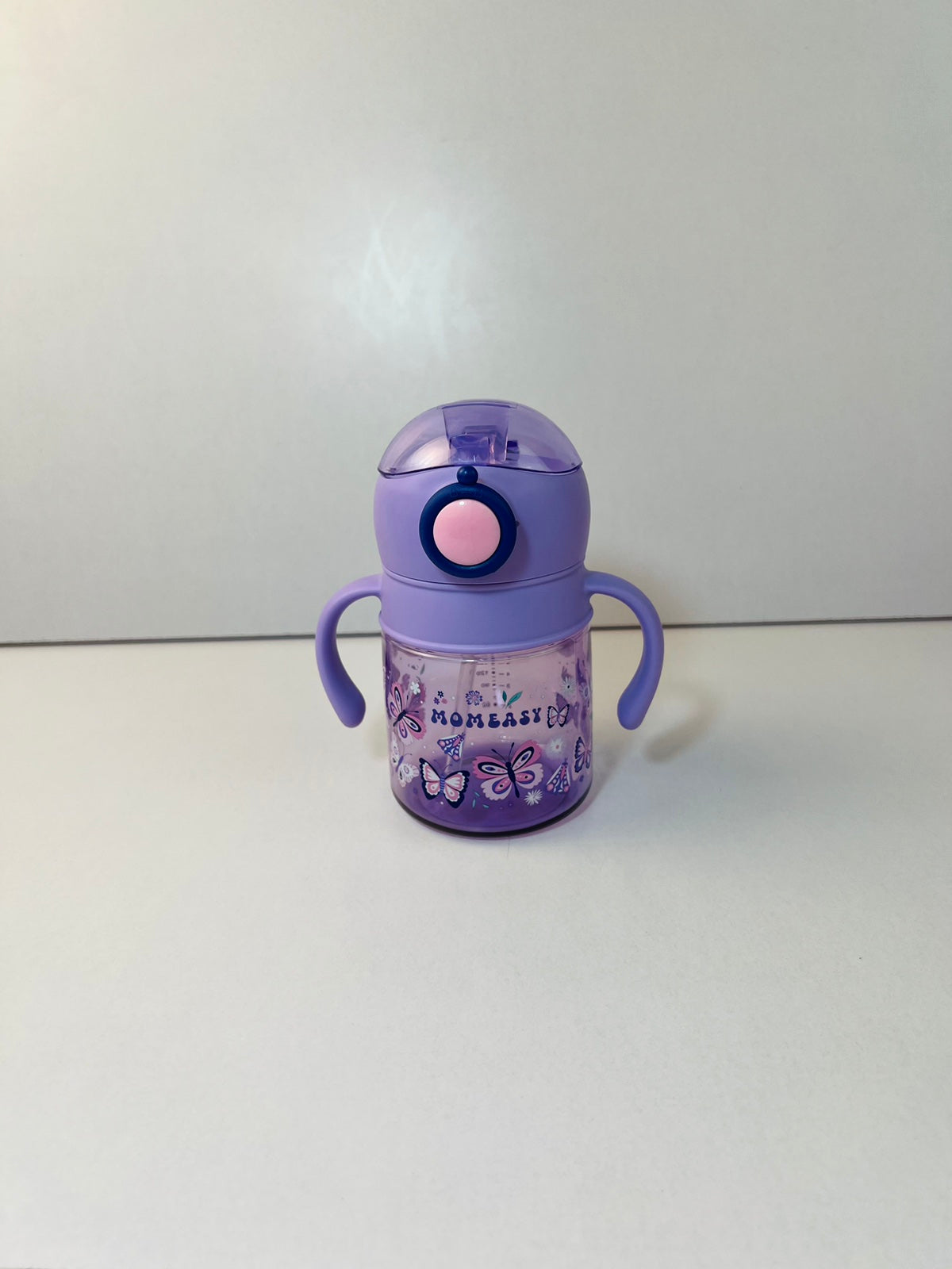 Momeasy 240ml Spill Proof Water Bottle with Straw and Handle