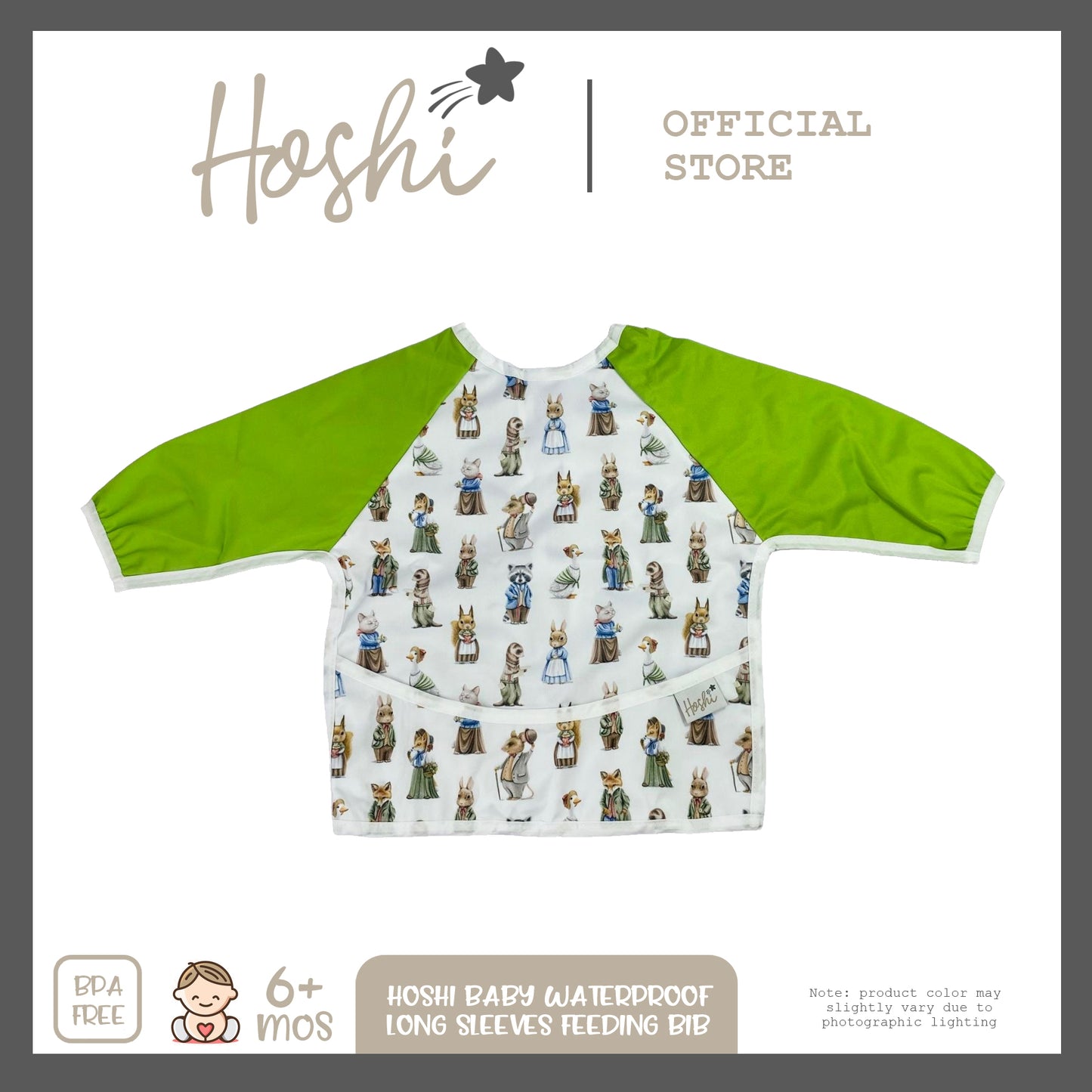 Waterproof Lightweight Long Sleeves Apron Feeding Bib with Crumb Catcher