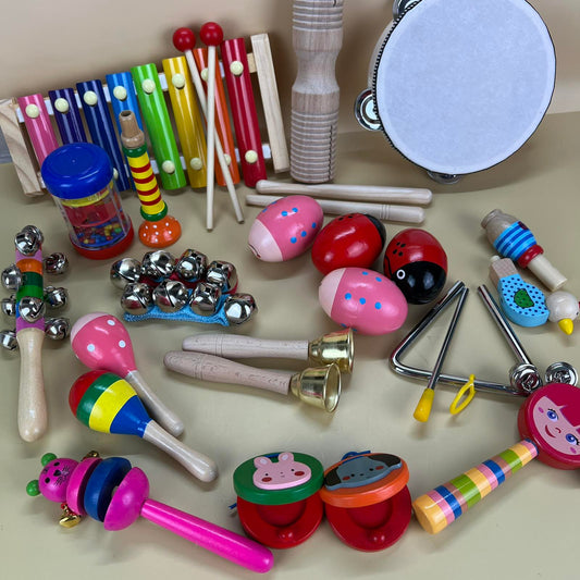28pc Wooden Musical Instrument with Backpack Toy Set
