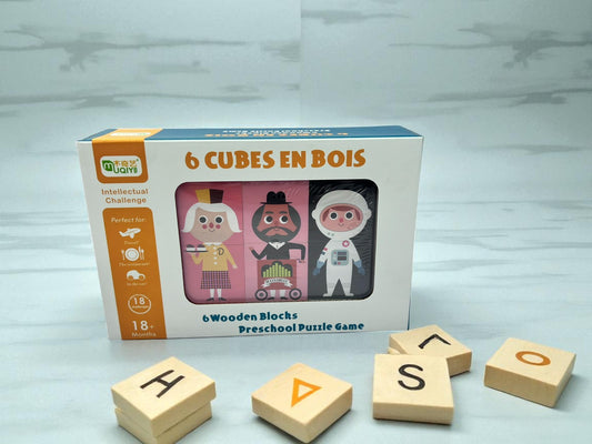 Wooden Matching Blocks Puzzle Game, Montessori Educational Toy Girl Boy