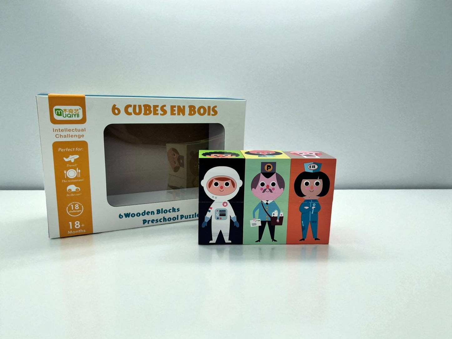 Wooden Matching Blocks Puzzle Game, Montessori Educational Toy Girl Boy