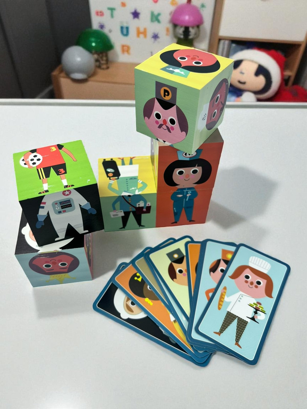 Wooden Matching Blocks Puzzle Game, Montessori Educational Toy Girl Boy