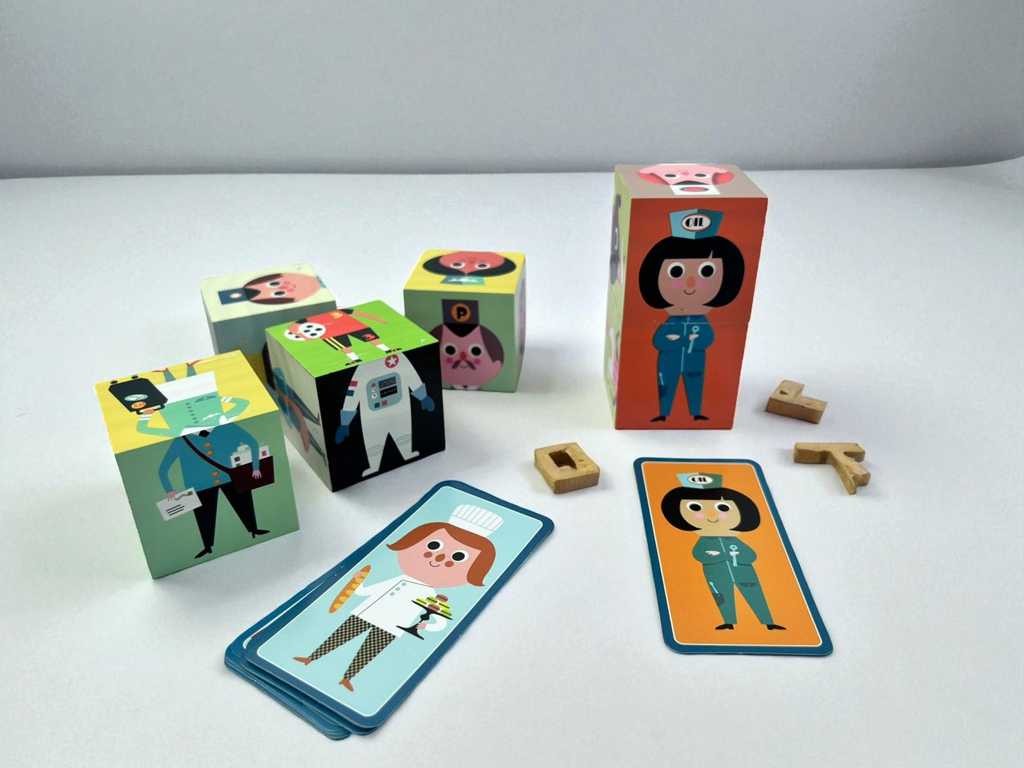 Wooden Matching Blocks Puzzle Game, Montessori Educational Toy Girl Boy