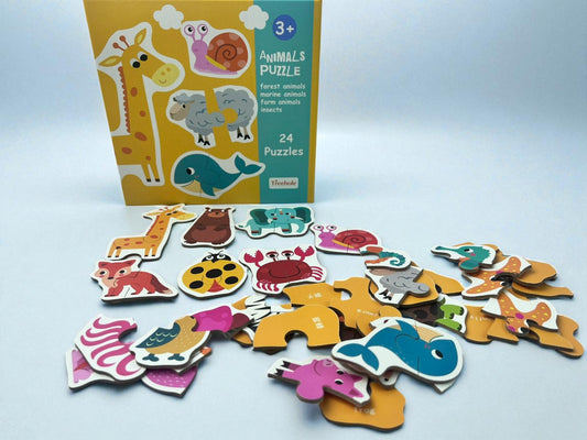 24 Pcs Animal Puzzle Box Set