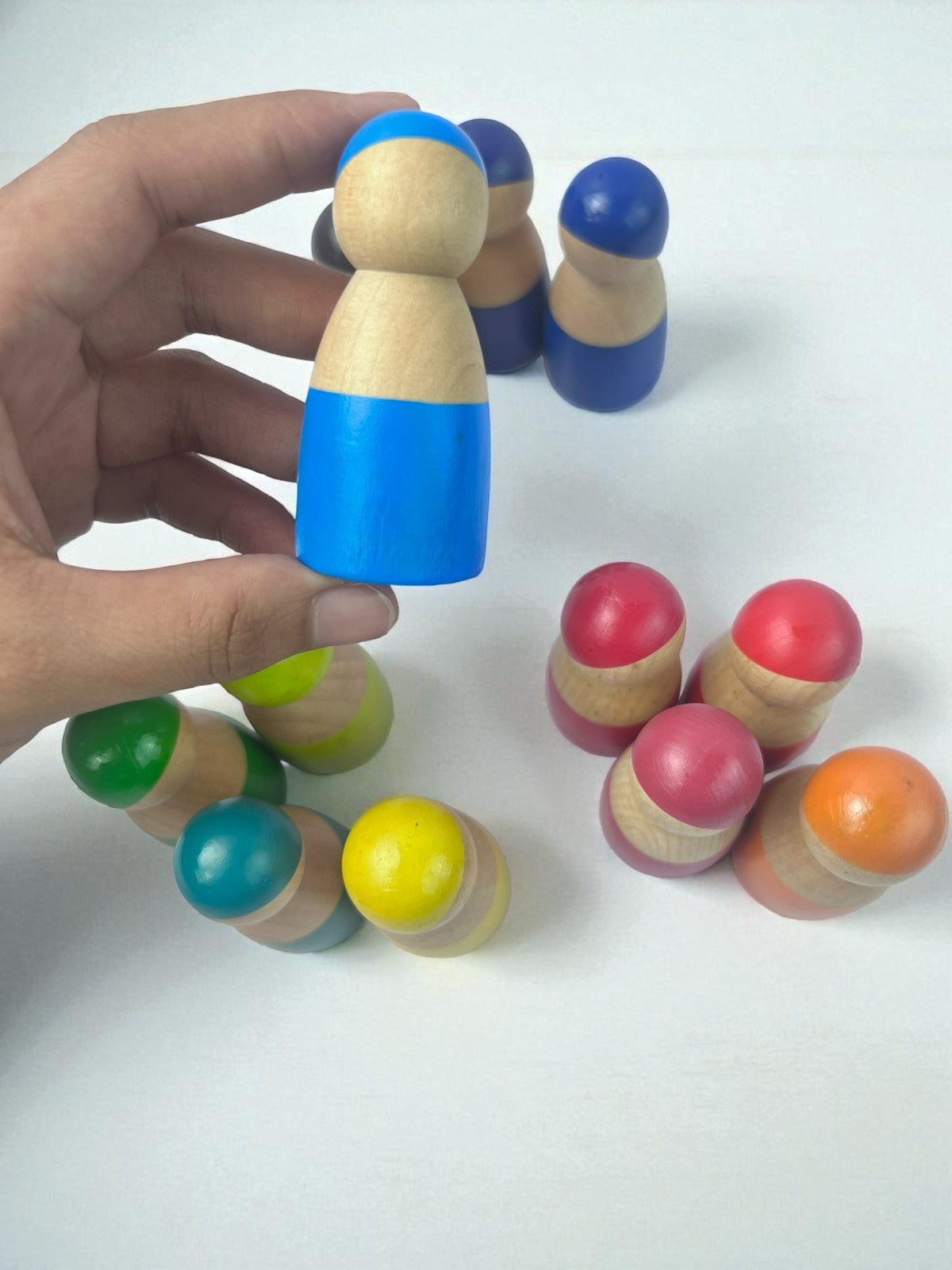 Wooden Rainbow Peg Dolls Pretend Play Toy