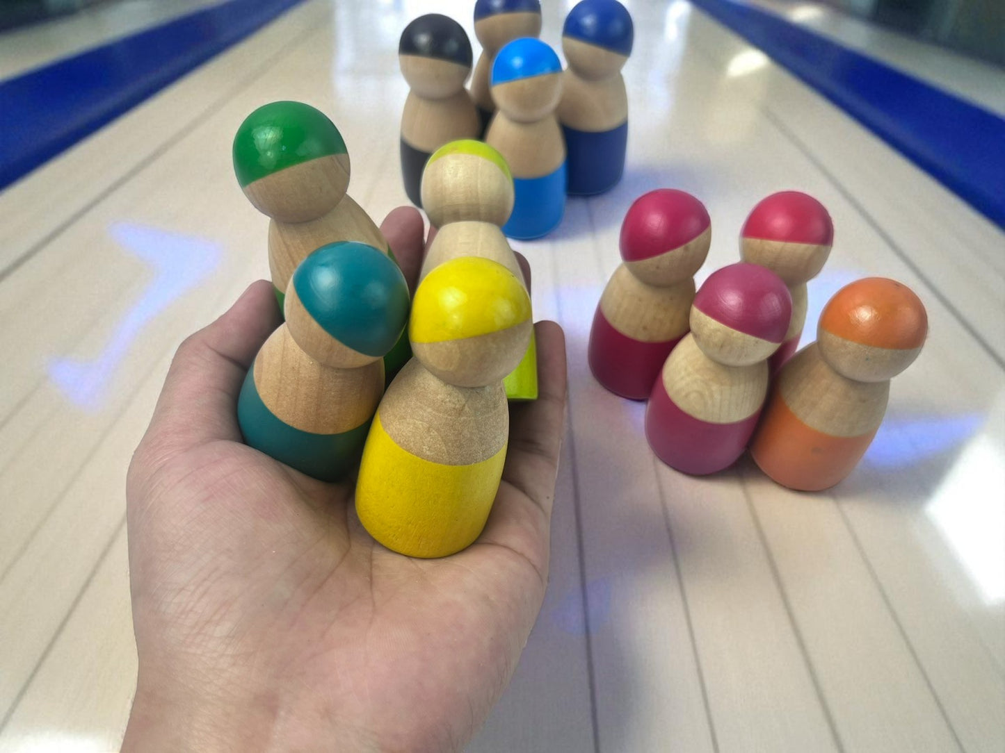 Wooden Rainbow Peg Dolls Pretend Play Toy
