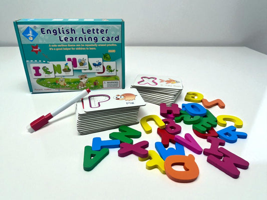 Wooden ABC Alphabet and Learning Flash Card Puzzle Set