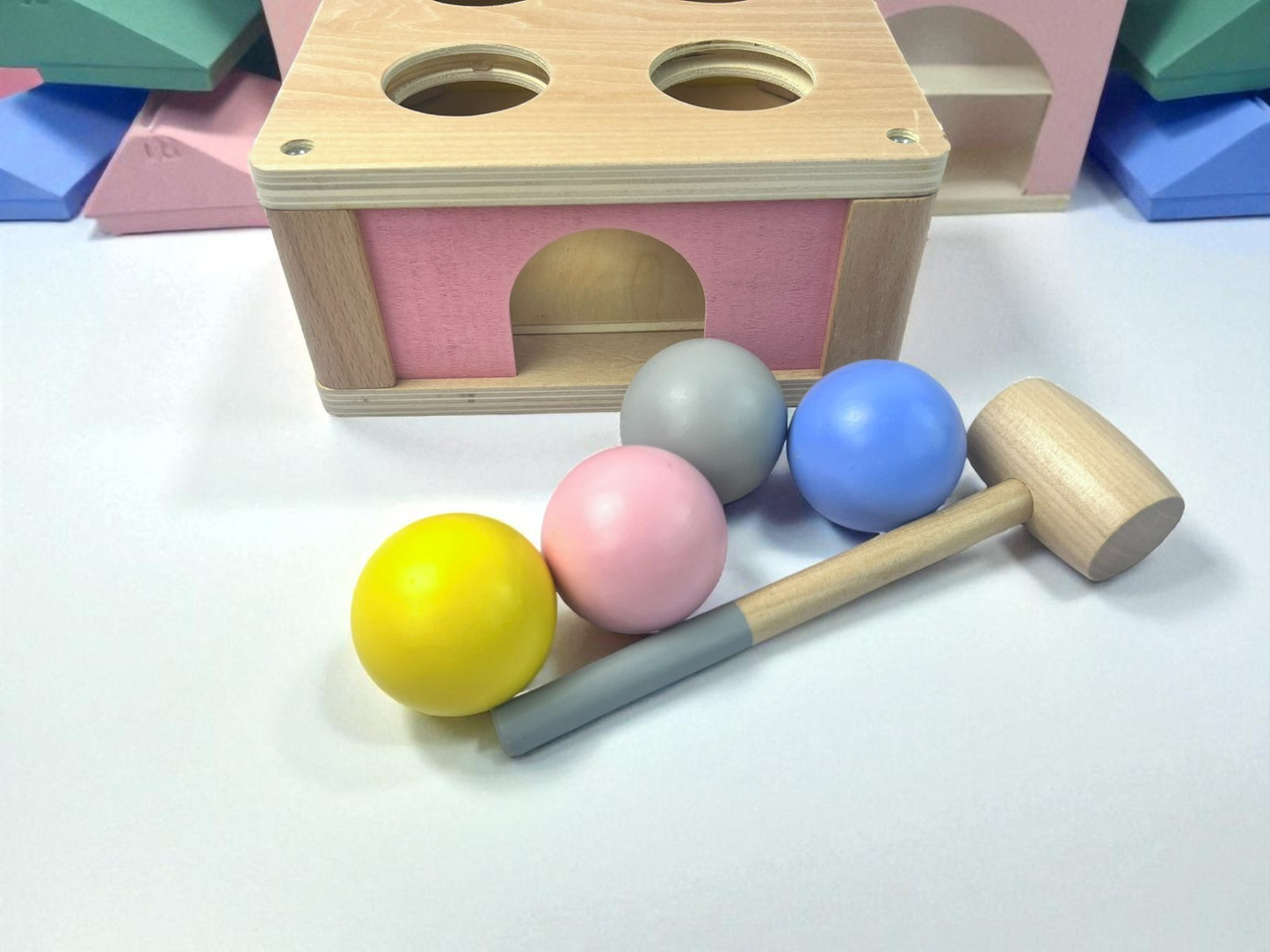 Wooden Pastel Punch and Drop Toy Set