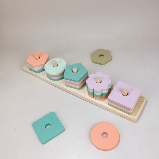 Wooden Shape & Color Stacker